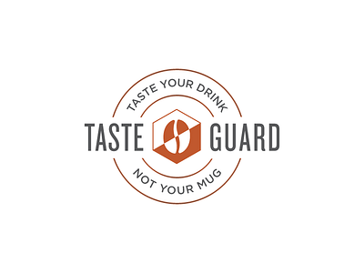 TasteGuard coffee drink guard heat illustration line drawing lock logo mug protect rust taste