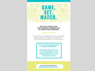 Game, Set, Match. cvb eblast email game illustration match set sports spring team tourism winning