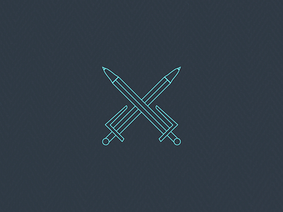 Word Warrior illustration line art logo mighty pen sword warrior