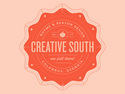 Creative South badge conference creative south cs cs17 hug necks peach yall