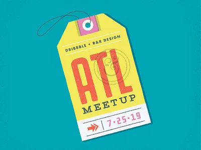 Atlanta Dribbble Meetup abroad airline atl atlanta event georgia illustration luggage meetup passport summer tag travel typography vintage