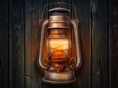 Lamp fire glass glow illustration lamp metal night old rusty scratch shine texture vintage wood