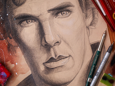 Sherlock (art portfolio) art character eyes paper pencil portfolio sketch texture
