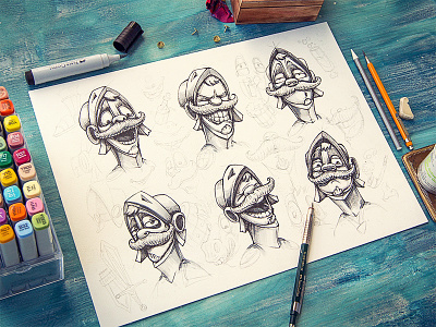 Antonio (character) character concept emotion face game illustration pencil sketch smile wood