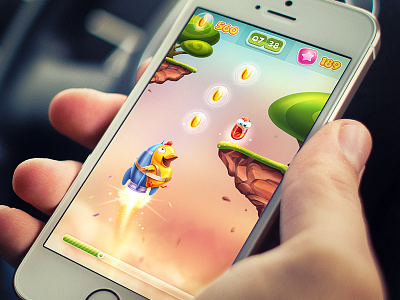 iOS Game / Arcade arcade character chicken game grass ios iphone menu navigation rocket sketch stone