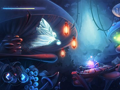 iOS Game / Platformer arcade butterfly character game glow ios mushroom night shine sketch