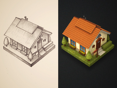 House handmade home house icon illustration paper pencil sketch
