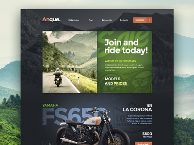 Web Design bike design menu motorcycle navigation retro site typography vintage web