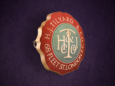 H.J.Tilyard badge gold icon illustration metal old purple retro rustic vintage