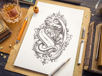 Dragon badge branding dragon identity letter logo logotype paper sketch type typography whiskey
