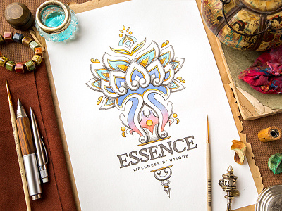 Essence | Logotype branding flower identity leaf leather logo logotype paper sketch spa typography