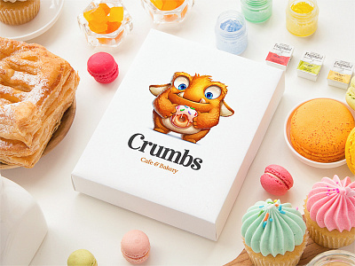 "Crumbs" Cafe & Bakery bakery cafe character concept design fur logo paper sketch sweets