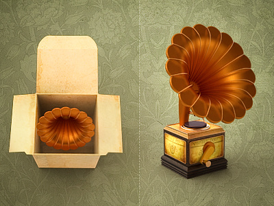 Invitation icon invitation music player old idea box vintage retro steampunk gramophone
