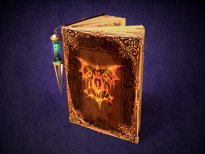 Dominion book concept curse dragon game icon illustration magic pendant web