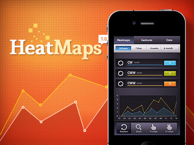 HeatMaps app button chart data design graph heat icon iphone map monitor stats ui
