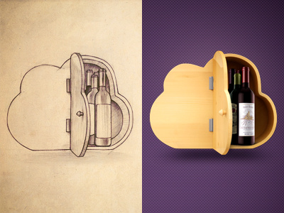 Wine cellar illustration wine cloud hosting icon web remote collection online