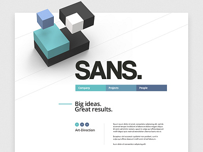 SANS / Web site 3d block design navigation site typography ui uix web