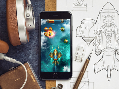 iOS Game / Arcade bar cinema cloud game glow ios ipad metal navigation plane sketch sky