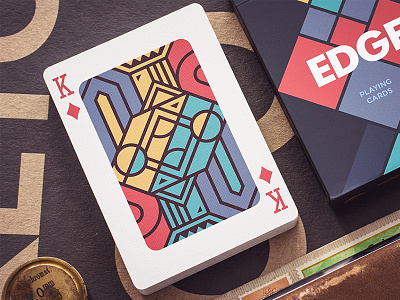 "Edge" Playing Cards (wip) box card character concept deck flat king packaging sketch