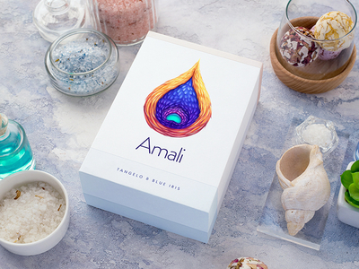 Amali / Gift set packaging bath cosmetics foil gift logotype paper salt set soap typography water