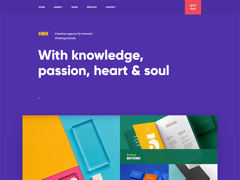 HBK / Creative Agency typography grid print menu navigation ui flat portfolio design site web