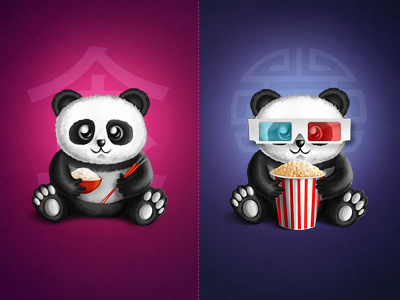 Panda! :) character cinema concept diet food icon japan panda popcorn rice sketch symbol