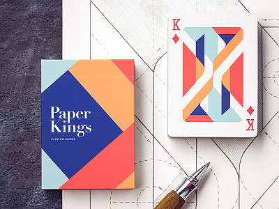 Paper Kings playing cards card cards deck design flat king packaging paper playing sketch