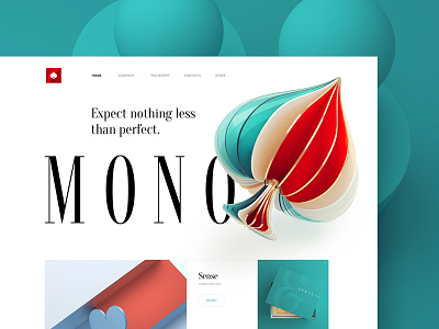 Mono Studio 3d cards design flat glass metal modern playing site typography web