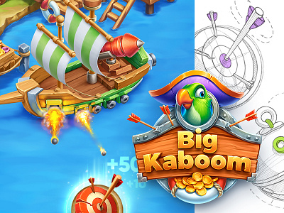 Big Kaboom / iOS Game arcade casual character game glass interface ios pirate ship water wood