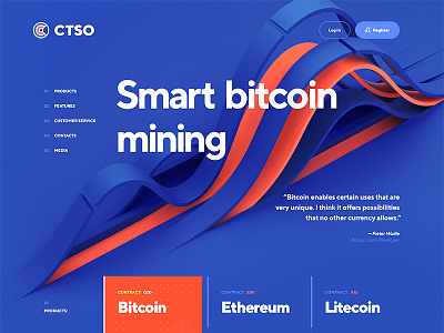 Bitcoin / Altcoin mining bitcoin blockchain design ethereum flat ico mining site typography ui ux web