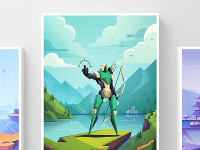 Project "KEYRON" character design flat forest game interface ios low nature poly