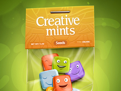 Creative Mints caramel color creative face fresh illustration mint package seed smile splash typography web