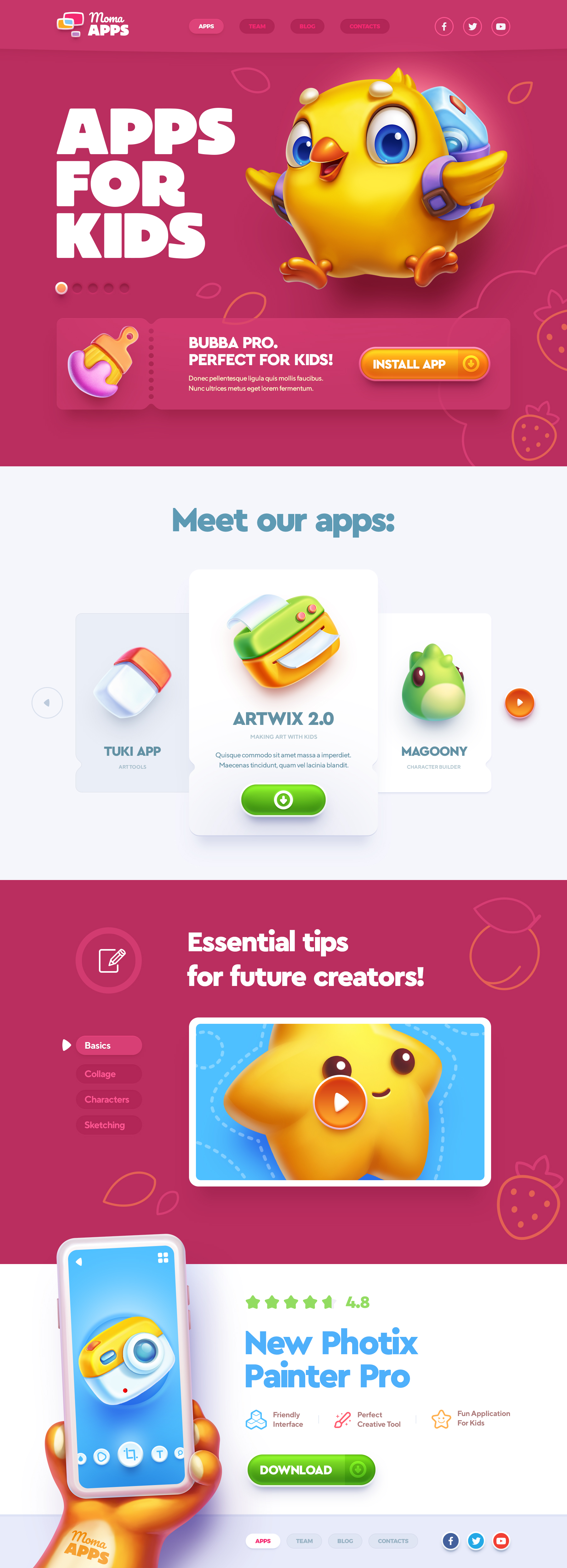 Apps for kids web site design