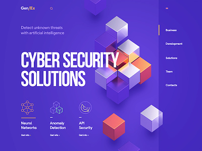 Gen/Ex Cyber Security solutions blockchain design flat font icon security site typography web