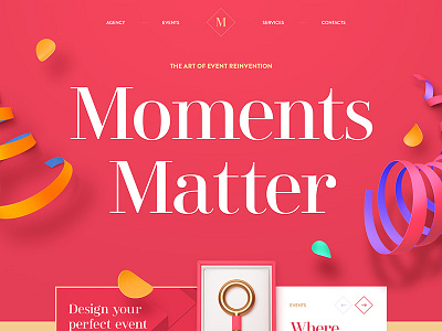 M Agency / Web site design 3d design flat font gold icon illustration party site typography web