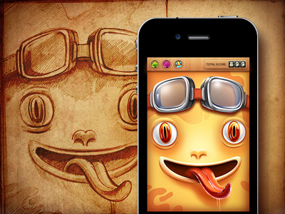 Lick&Click! arcade character frog game iphone old paper retro score sketch slice smile ui vintage