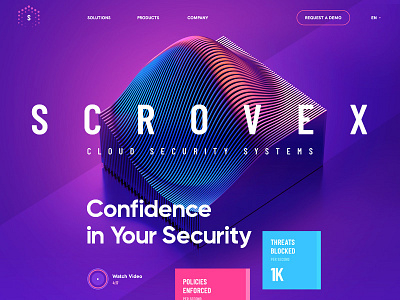 Scrovex / Cloud Security 3d clean design flat icon illustration landing metal navigation site typography ui ux web wireframe