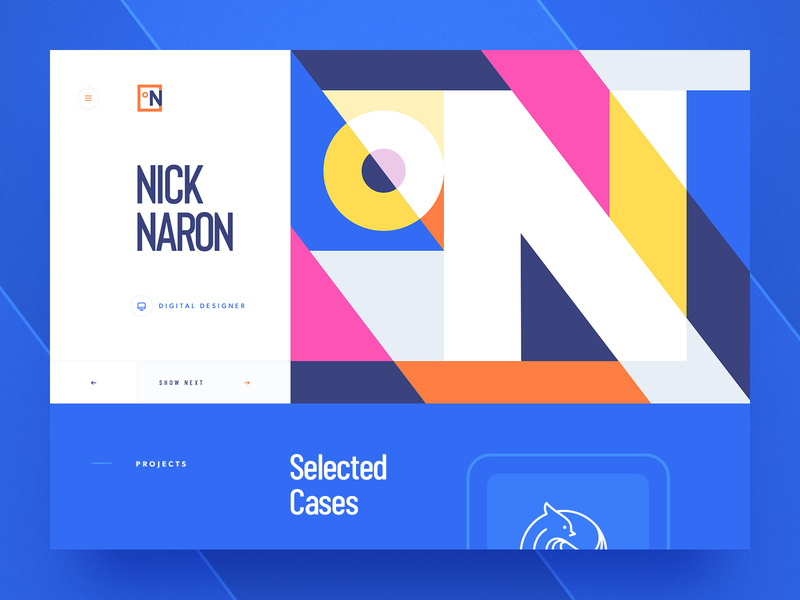 Nick Naron / Digital Designer geometry flat 2d site webdesign logotype branding typography vector ui illustration web design