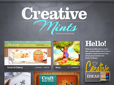 Portfolio color creative design font illustration interface mints personal portfolio project site spray ui web works