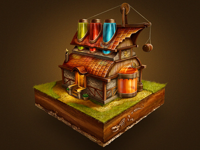 Magic Lab cute elixir fantasy game grass house icon liquid magic metal poison road rusty scratch sketch small stone texture tile tiny window wood