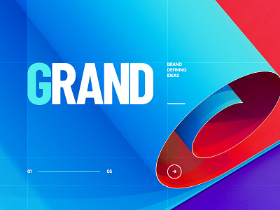 GRAND / Graphic Design 3d branding design flat geometry illustration minimal paper portfolio site typography ui ux web