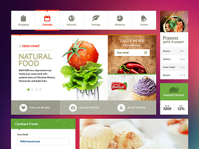 Ui Kit (Metro) button design diet field flat food form header health icon interface kit list mail metro natural navigation news slider style subscribe text typography ui web design