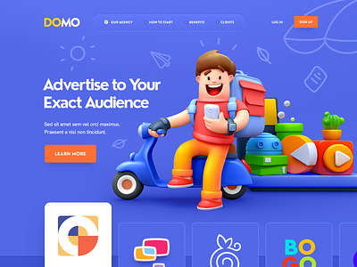DOMO / SMM Agency web site 3d character design flat game icon illustration logo site sketch ui ux vector web