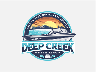 Retro style concept design for Deep Creek Detailing company beach branding design graphic design illustration logo vector