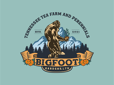 Powerful Logo for Bigfoot Garden Ltd bigfoot branding design graden graphic design illustration logo plant retro vector