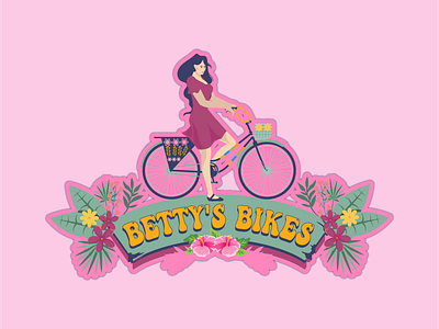 vintage retro betty bikes logos branding design graphic design illustration logo vector