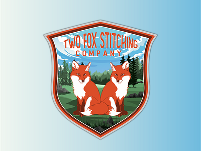 badge logo for two fox stitching company