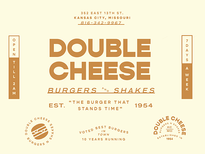 Double Cheese badge branding burger design fast food kansascity lockup logo retro shakes sticker type typography vector vintage