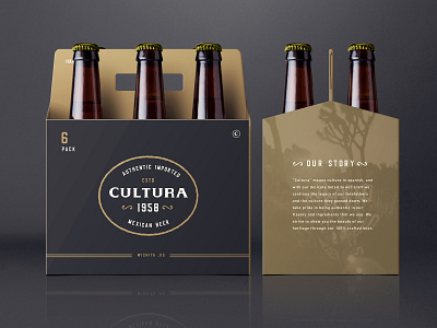 Cultura Mexican Beer 6 pack beer beer bottle brewery imported logo mock up package design packaging
