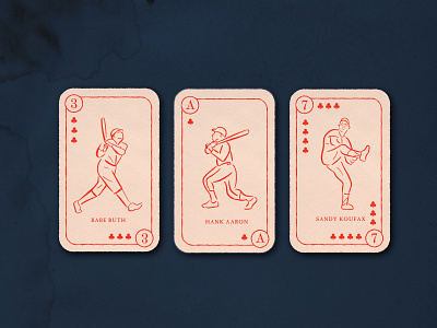 Vintage Baseball Cards babe ruth baseball design dribbbleweeklywarmup illustration playing cards sandy koufax spades vintage logo